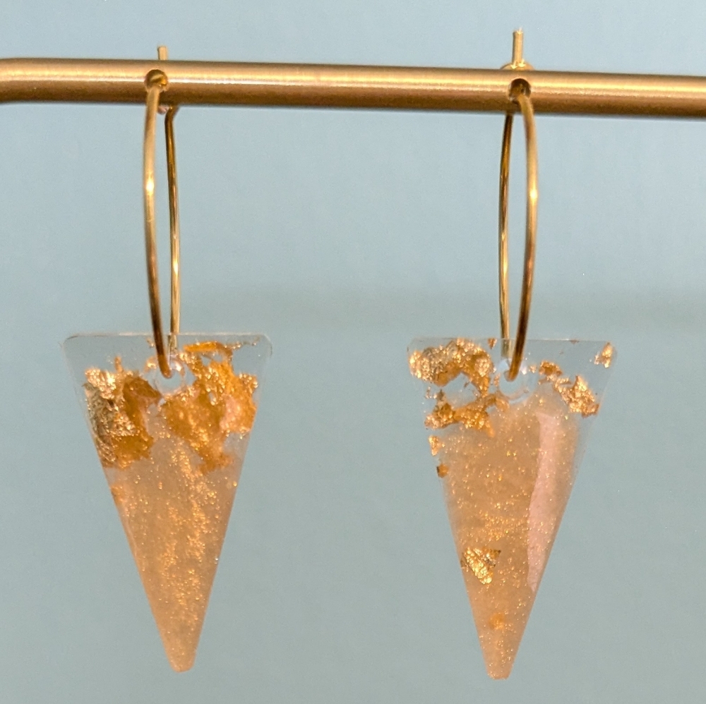 Chic Gold and Clear Triangle Earrings Small